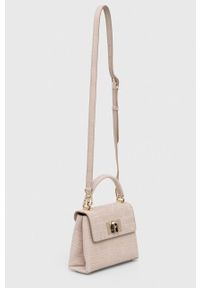 Furla torebka skórzana kolor beżowy. Kolor: beżowy. Materiał: skórzane #4