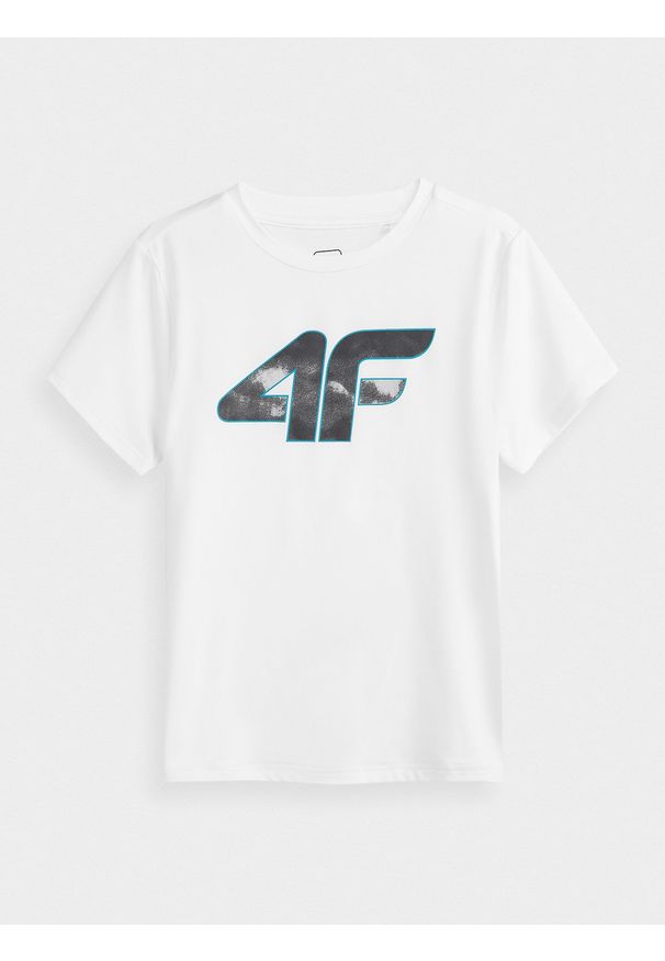 4f - Koszulka sportowa chłopięca (122-164). Kolor: biały. Materiał: włókno, dzianina
