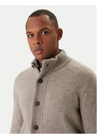 Barbour Kardigan Patch Zip Thru MKN0731ST16 Beżowy Regular Fit. Kolor: beżowy. Materiał: wełna #3