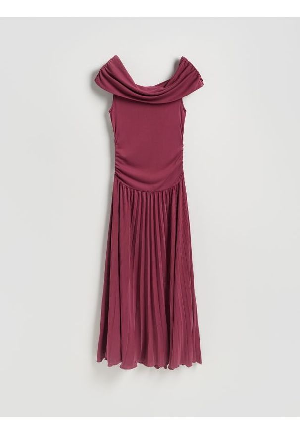 Reserved - Sukienka z modalem - brudny róż. Kolor: różowy. Materiał: dzianina