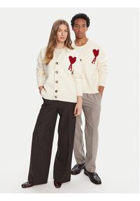 AMI PARIS Kardigan BFUKC006.018 Écru Regular Fit. Materiał: wełna #5