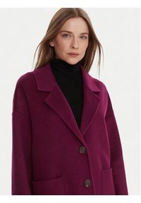 United Colors of Benetton - United Colors Of Benetton Płaszcz wełniany 28F7DN082 Fioletowy Regular Fit. Kolor: fioletowy. Materiał: wełna, syntetyk #4
