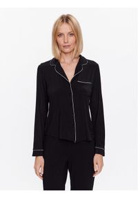 Hunkemöller Koszulka piżamowa Jacket 201739 Czarny Regular Fit. Kolor: czarny. Materiał: wiskoza