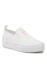 Calvin Klein Jeans Tenisówki Bold Vulc Flatf Slipon Wn YW0YW01040 Biały. Kolor: biały. Materiał: materiał