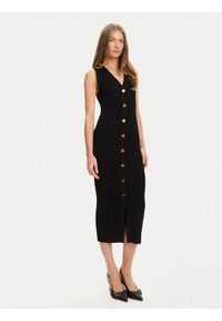 MICHAEL Michael Kors Sukienka dzianinowa MT5832533D Czarny Slim Fit. Kolor: czarny. Materiał: wiskoza