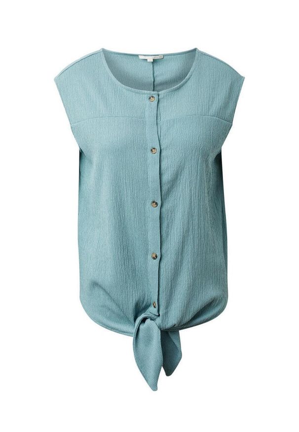 Koszulka turystyczna damska Tom Tailor Button Tee. Kolor: niebieski. Materiał: elastan, poliester