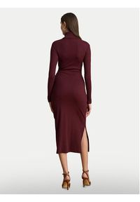 Lauren Ralph Lauren - LAUREN RALPH LAUREN Sukienka dzianinowa 200980028006 Bordowy Slim Fit. Kolor: czerwony. Materiał: bawełna