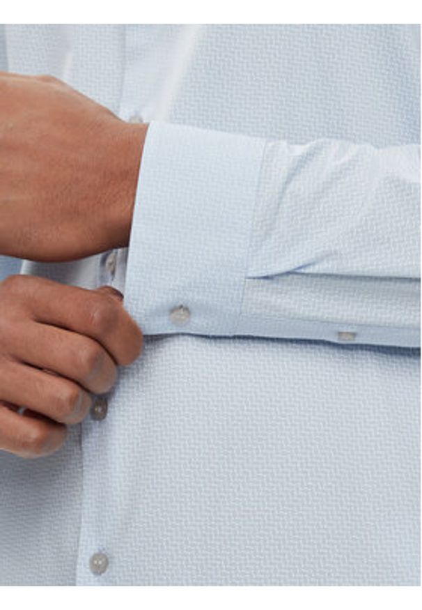 Calvin Klein Koszula Geometric Print K10K112609 Niebieski Slim Fit. Kolor: niebieski. Materiał: bawełna. Wzór: nadruk