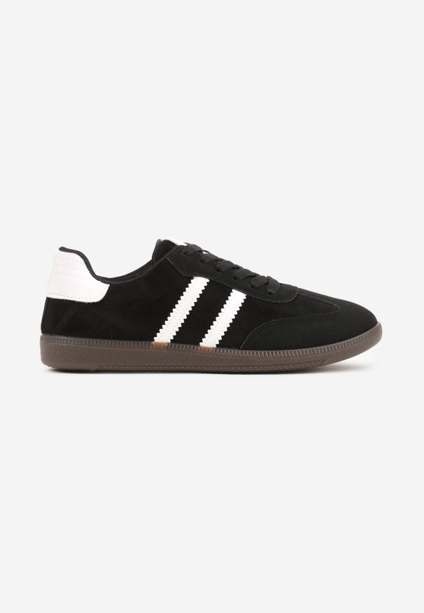 Renee - Czarno-Białe Sneakersy z Ekozamszu na Płaskiej Podeszwie Pemeriana. Nosek buta: okrągły. Zapięcie: sznurówki. Kolor: czarny. Materiał: zamsz, materiał, skóra. Obcas: na płaskiej podeszwie. Wysokość obcasa: niski