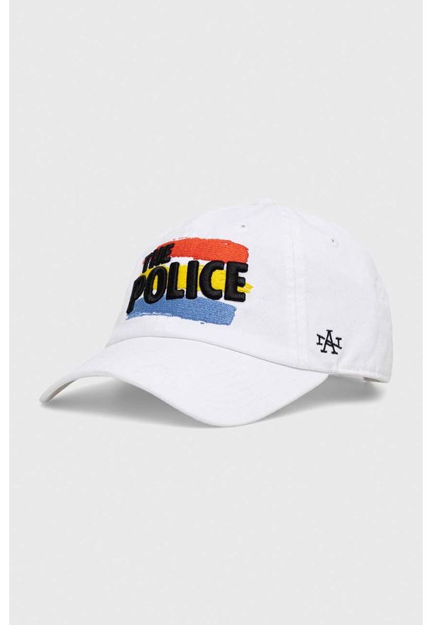 American Needle czapka z daszkiem bawełniana the Police kolor biały z aplikacją. Kolor: biały. Materiał: bawełna. Wzór: aplikacja