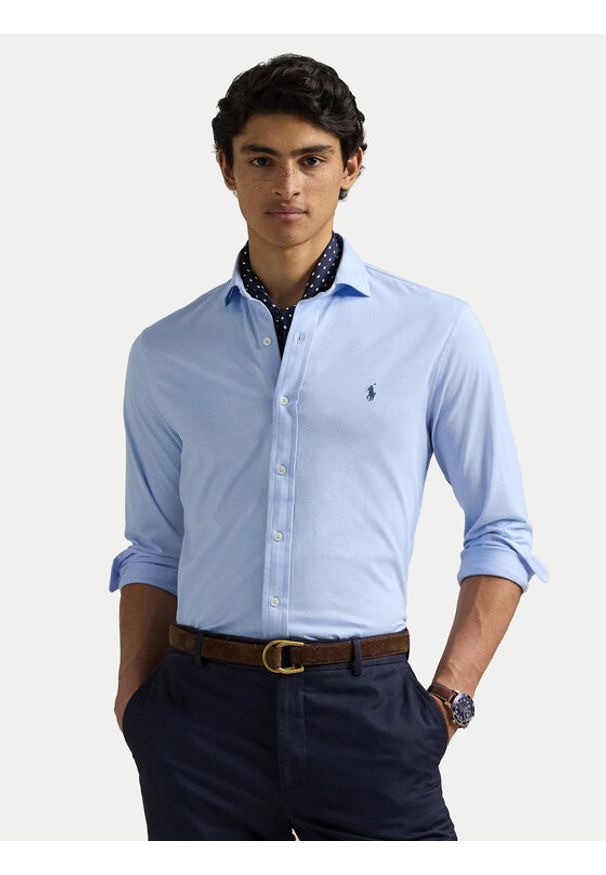 Polo Ralph Lauren Koszula 710899386016 Błękitny Slim Fit. Typ kołnierza: polo. Kolor: niebieski. Materiał: bawełna