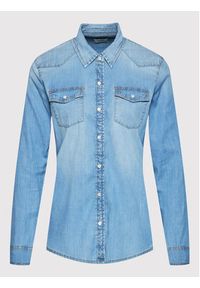 Guess Koszula W2GH75 D4NA1 Niebieski Slim Fit. Kolor: niebieski. Materiał: bawełna #4