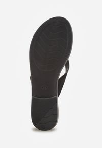 Renee - Czarne Japonki Płaskie w Stylu Boho z Metalicznym Akcentem Nephe. Okazja: na co dzień. Kolor: czarny. Materiał: len. Sezon: lato. Styl: boho #7