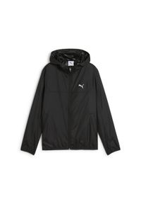 Puma - Młodzieżowa wiatrówka Essentials o standardowym kroju PUMA Black. Kolor: czarny. Materiał: guma. Wzór: nadruk. Sport: bieganie