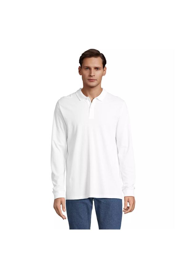 SOL'S - Koszulka polo z długim rękawem Sol's Planet. Typ kołnierza: polo. Kolor: biały. Długość rękawa: długi rękaw. Długość: długie