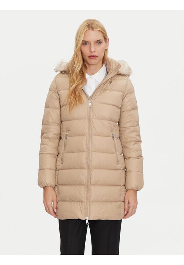TOMMY HILFIGER - Tommy Hilfiger Kurtka puchowa WW0WW43122 Beżowy Regular Fit. Kolor: beżowy. Materiał: syntetyk. Sezon: zima