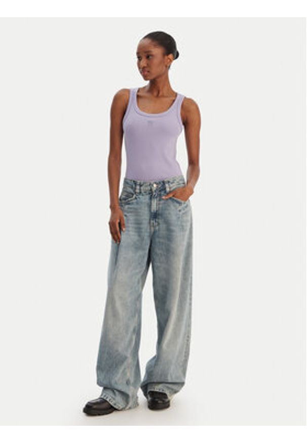 Hugo - HUGO Top Datamia 50514489 Fioletowy Slim Fit. Kolor: fioletowy. Materiał: bawełna