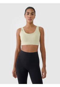 4f - 4F Biustonosz treningowy ze średnim wsparciem - zielony L. Kolor: zielony. Materiał: guma, elastan, materiał, włókno, dzianina, jersey, syntetyk. Wzór: ze splotem, gładki, jednolity. Sport: kolarstwo, bieganie, fitness #1