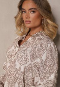 Renee - Ciemnobeżowy Komplet z Wiskozą o Kroju Oversize Koszula i Spodnie Nilarithia. Kolor: beżowy. Materiał: wiskoza #3
