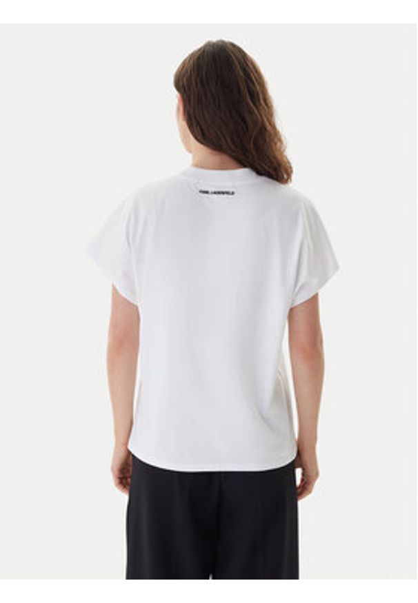 Karl Lagerfeld - KARL LAGERFELD T-Shirt A2W17115 Biały Loose Fit. Typ kołnierza: dekolt w karo. Kolor: biały. Materiał: bawełna
