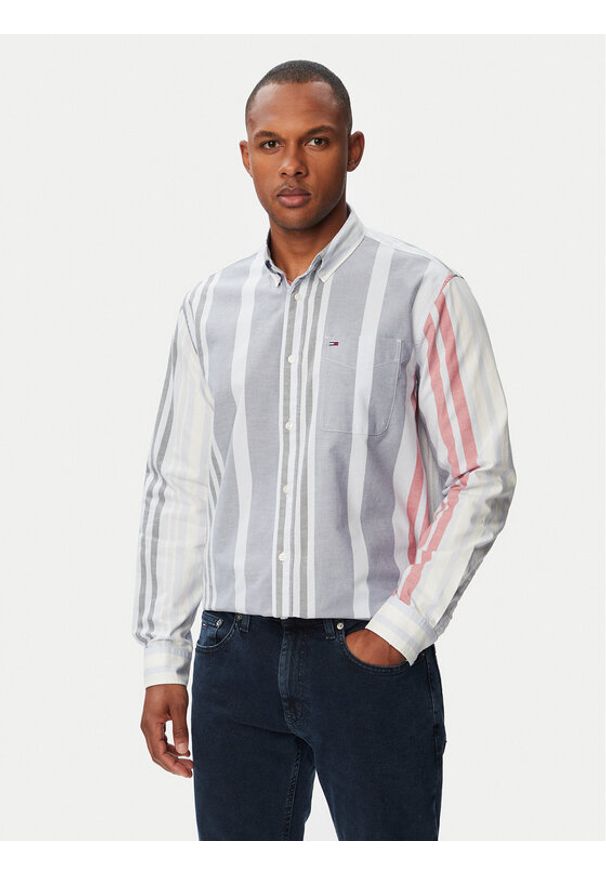 Tommy Jeans Koszula Oxford DM0DM23246 Kolorowy Relaxed Fit. Materiał: bawełna. Wzór: kolorowy