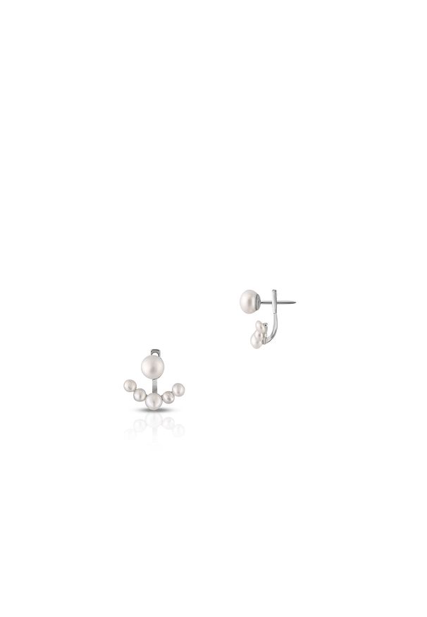W.KRUK - Kolczyki srebrne z perłami. Materiał: srebrne. Kolor: srebrny. Wzór: aplikacja. Kamień szlachetny: perła