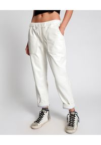 ONETEASPOON - Białe skórzane spodnie Shabbies. Kolor: biały. Materiał: skóra. Wzór: aplikacja #1