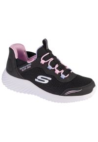 skechers - Buty sportowe Sneakersy dziewczęce, Slip-Ins: Bounder - Simple Cut. Kolor: czarny. Materiał: syntetyk, tkanina. Sport: turystyka piesza