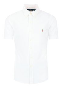 Polo Ralph Lauren Koszula Poplin 710787736 Biały Slim Fit. Typ kołnierza: polo. Kolor: biały. Materiał: bawełna