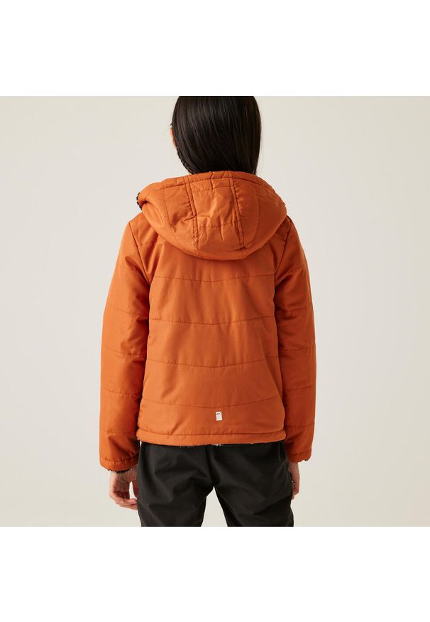 Kurtka turystyczna dziecięca Kyrell Regatta dwustronna. Kolor: pomarańczowy. Materiał: puch. Styl: sportowy