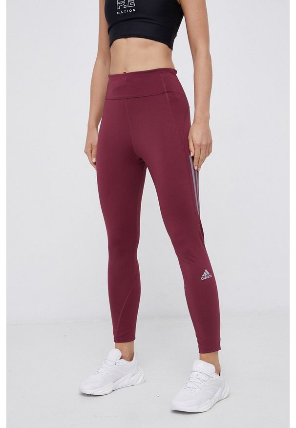adidas Performance - Legginsy. Kolor: czerwony. Materiał: dzianina