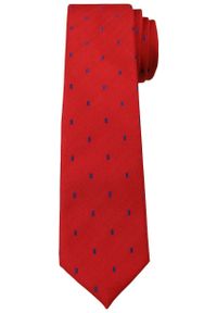 Krwisto -Czerwony Elegancki Krawat -Angelo di Monti- 6 cm, Męski, Niebieskie Kwadraciki. Kolor: niebieski, czerwony, wielokolorowy. Wzór: geometria. Styl: elegancki #1