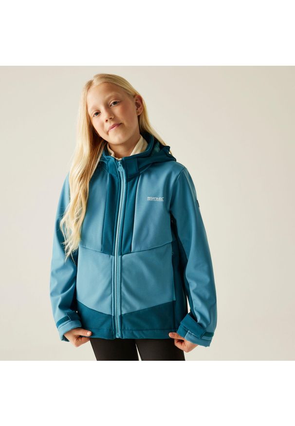 Regatta - Kurtka dziecięca softshell wodoodporny Haydenbury. Kolor: niebieski. Materiał: softshell. Styl: sportowy