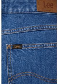 Lee szorty jeansowe damskie kolor granatowy gładkie high waist. Okazja: na co dzień. Stan: podwyższony. Kolor: niebieski. Materiał: jeans. Wzór: gładki. Styl: casual