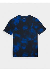 4f - T-shirt oversize z nadrukiem męski. Kolor: niebieski. Materiał: dzianina, bawełna. Wzór: nadruk