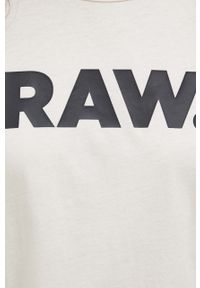 G-Star RAW - G-Star Raw t-shirt bawełniany kolor beżowy. Okazja: na co dzień. Kolor: beżowy. Materiał: bawełna. Wzór: nadruk. Styl: casual #5