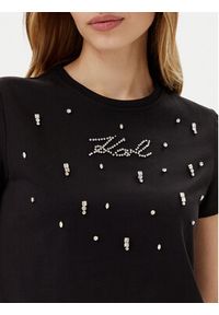 Karl Lagerfeld - KARL LAGERFELD T-Shirt A2W17120 Czarny Regular Fit. Typ kołnierza: dekolt w karo. Kolor: czarny. Materiał: bawełna #3