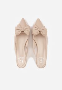 Born2be - Beżowe Sandały na Kaczuszce z Noskiem w Szpic z Kokardą Nepho. Okazja: na co dzień, na ślub cywilny, na wesele, na imprezę. Zapięcie: pasek. Kolor: beżowy. Obcas: na szpilce. Styl: casual, elegancki, wizytowy #7