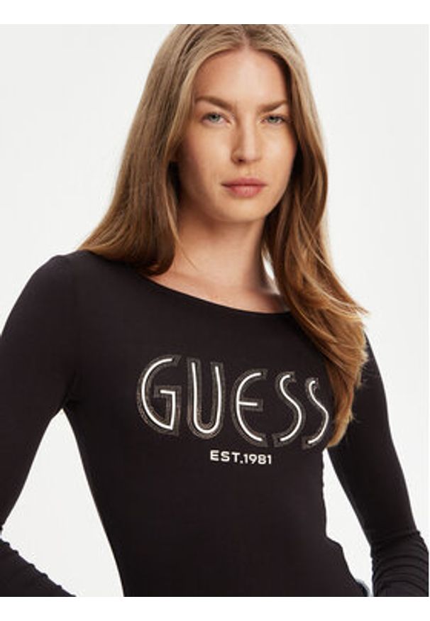 Guess Body W5YP05 K68D2 Czarny Slim Fit. Kolor: czarny. Materiał: wiskoza