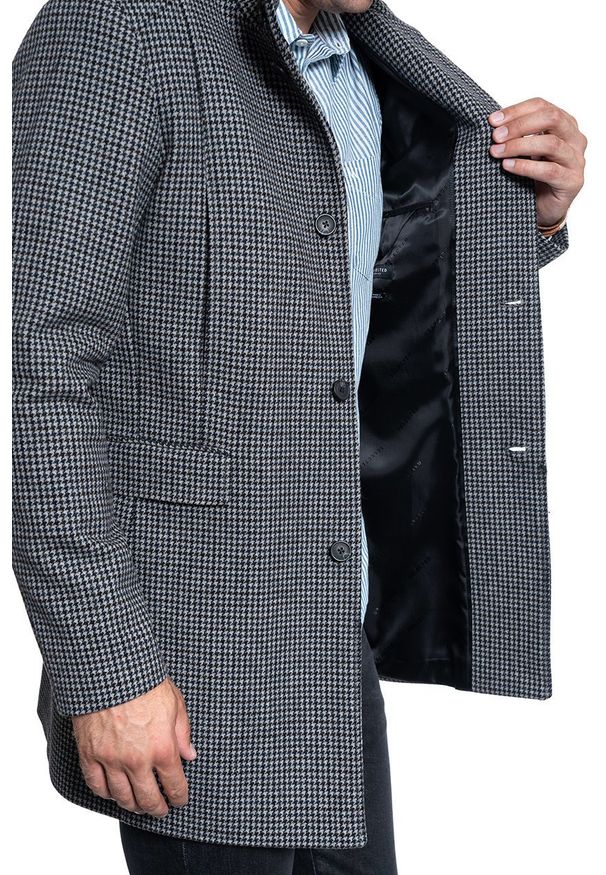 Selected - PŁASZCZ MĘSKI SELECTED SLHMOSTO WOOL COAT GREY NAVY 16063100