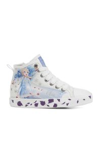 Geox - Trampki dziecięce x Disney. Nosek buta: okrągły. Zapięcie: sznurówki. Kolor: biały. Materiał: skóra, guma. Wzór: motyw z bajki #1