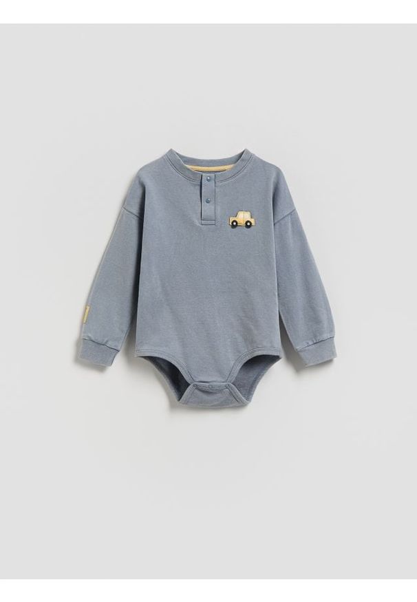 Reserved - Bawełniane body - niebieski. Kolor: niebieski. Materiał: bawełna