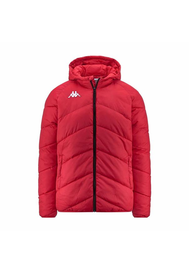 Kurtka puchowa Kappa Vianetto. Kolor: czerwony. Materiał: puch. Sezon: zima. Sport: piłka nożna