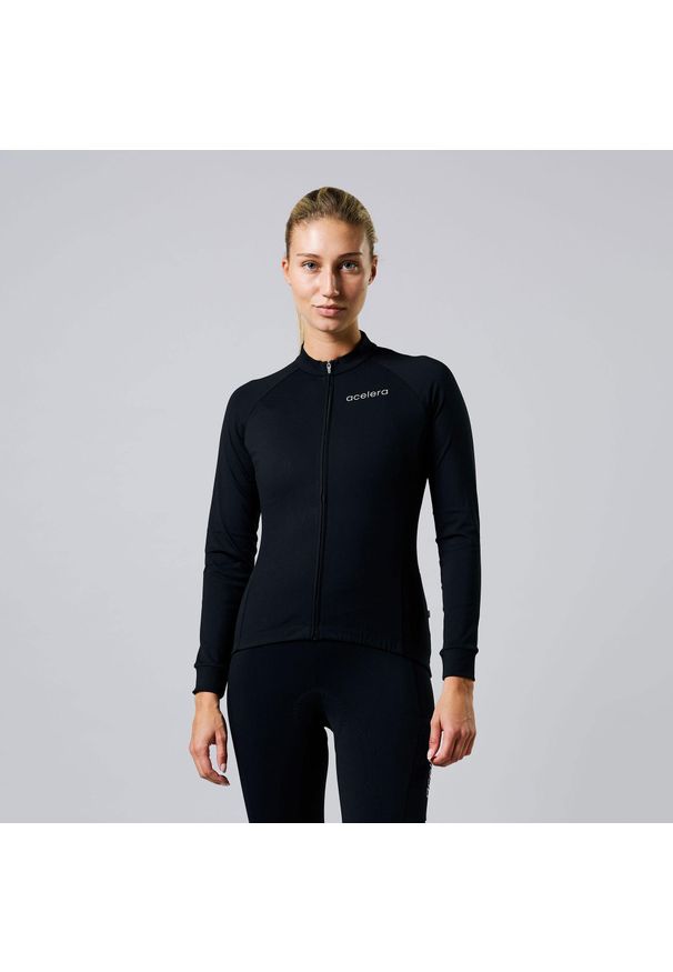 ACELERA - Damska koszulka kolarska z długim rękawem Essential Thermofleece Winter. Kolor: czarny. Materiał: polar. Długość rękawa: długi rękaw. Długość: długie. Sezon: zima. Sport: kolarstwo