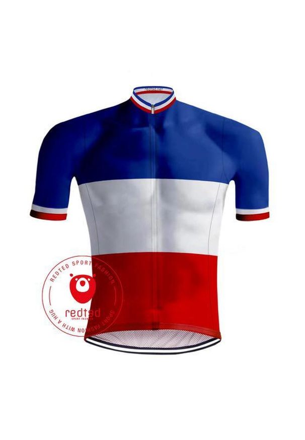 REDTED - Camisola de ciclismo retro Camisola Francesa Campeã Jersey Tricolore - RedTed. Kolor: czarny. Materiał: poliester