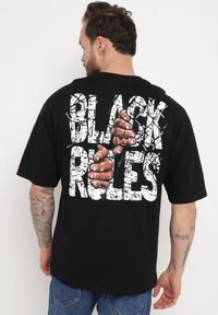 Born2be - Czarna Bawełniana Koszulka T-shirt z Nadrukiem po Obu Stronach Daven. Kolor: czarny. Materiał: bawełna. Długość rękawa: krótki rękaw. Długość: krótkie. Wzór: nadruk #7