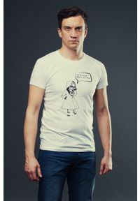 Hultaj Polski - T-shirt MIASTO JEST MOJE męski biały. Okazja: do pracy, na uczelnię, na spacer. Kolor: biały. Materiał: jeans, bawełna