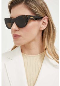 Bottega Veneta okulary przeciwsłoneczne damskie kolor brązowy. Kolor: brązowy