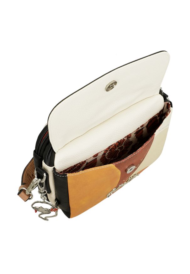 Biało-Pomarańczowa Torebka Damska Anekke Edycja Limitowana. Kolor: biały. Wzór: nadruk. Dodatki: z breloczkiem. Styl: casual, elegancki. Rodzaj torebki: na ramię