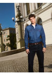 Big-Star - Koszula męska jeansowa granatowa Chuck 577. Kolor: niebieski. Materiał: jeans